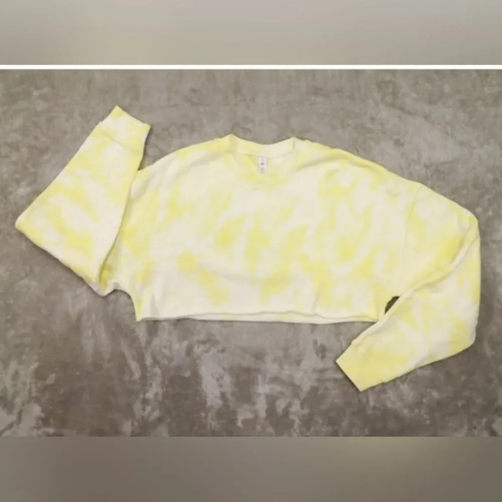 ALO Yoga Yellow Tie-Dye Cropped Hoodie